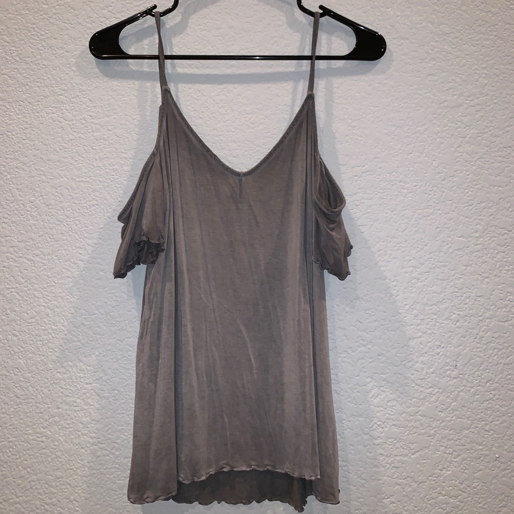 grey off the shoulder top